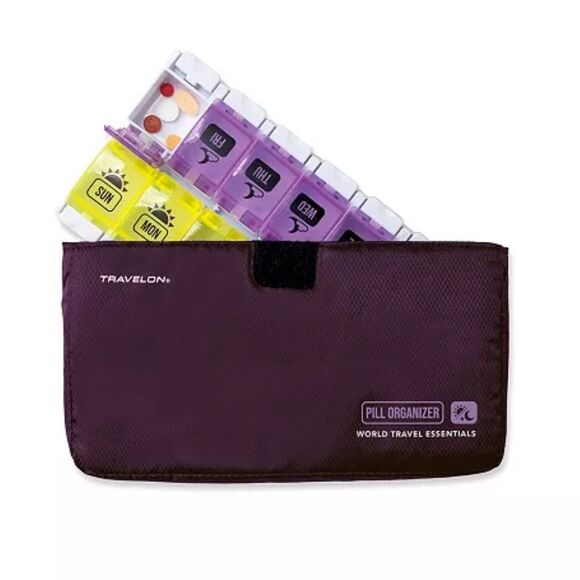 Travelon World Travel Essentials 7-Day AM/PM Push Button Pill Case, travel bag - Picture 1 of 11